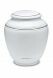 Urna funerária de porcelana 'Classica' | Branco fosco com bordas duplas platinadas