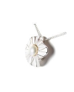 Pingente para cinzas em prata (925) 'Flor' com pérola