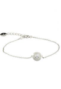 Pulseira em prata com pedras de zircônia com elemento de freixo