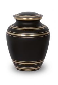 Urna para cinzas em latão preto com linhas douradas