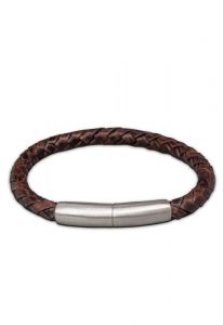 Bracelete de couro trançado com suporte para cinzas