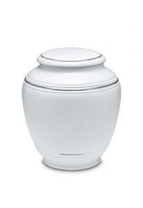Mini urna funerária de porcelana 'Classica' | Folhas foscas platinadas