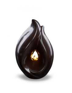 Urna portavelas Flame of Memory - castanho chocolate com detalhe madrepérola