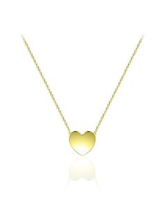 Pingente lembrança banhado a ouro amarelo coração com colar
