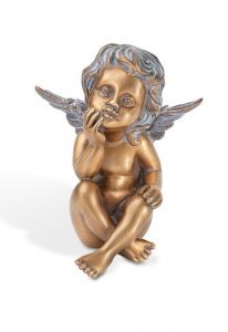 Estátua comemorativa de anjo sentado – 3D, independente, com encaixe na parte inferior