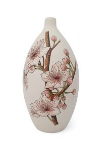 Pequena urna para cinzas pintada à mão 'Flor de Cerejeira'
