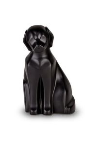 Urna para cinzas de cão em cerâmica preta acetinada