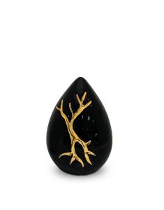 Mini urna para cinzas lágrima 'Kintsugi' preto