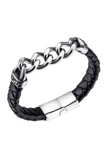 Bracelete de couro trançado com suporte para cinzas