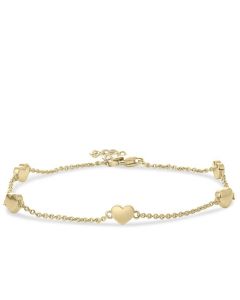 pulseira comemorativa banhado a ouro amarelo com 5 corações de 5 mm