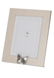 Urna porta-retrato cor sólida com pequena borboleta para cinzas