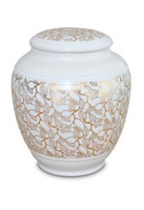 Urna funerária de porcelana 'Classica' | Folhas de ouro puro