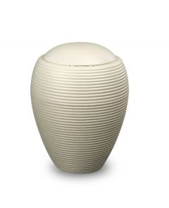 Pequena urna funerária de cerâmica 'Memento' creme acetinado