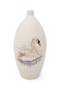 Pequena urna para cinzas pintada à mão 'Cisne'