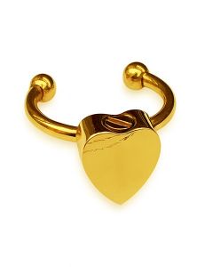 Anel para cinzas em forma de coração em aço inoxidável dourado – auto-preenchível