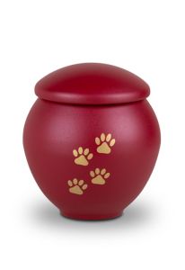 Urna de animais vermelha com patas
