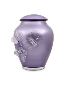 Urna funerária de vidro de cristal roxo