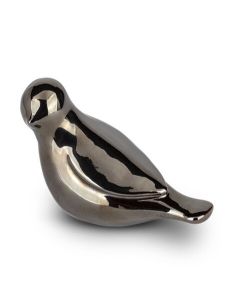 Mini urna funerária de cerâmica „Whistling Bird“, cor prata