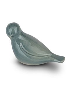 Mini urna funerária de cerâmica „Whistling Bird“, turquesa